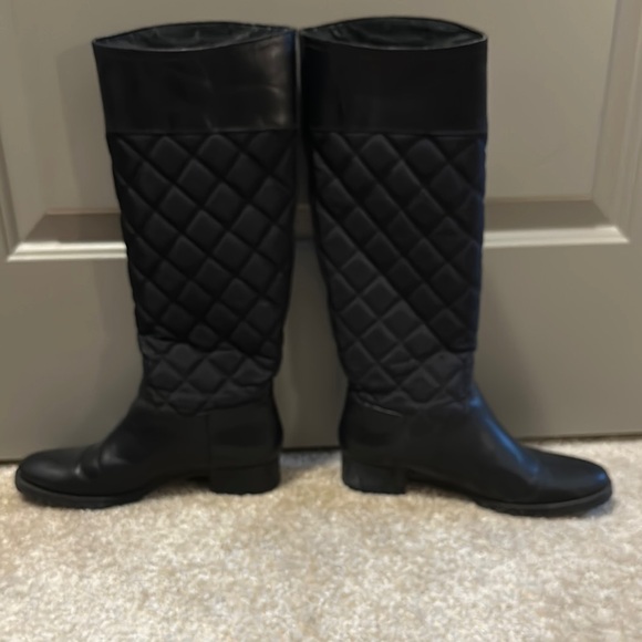 Tory Burch Black Over the Knee Quilted Boots - Picture 3 of 4